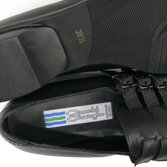 Arnold Churgin Handmade in Italy Black Leather Triple Monk Strap Loafer Sz 38.5 - Picture 10 of 13